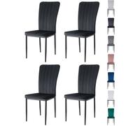 mcc direct Lot de 4 chaises de salle à manger en velours à dossier haut avec siège doux rembourré et pieds en métale - Elle (noir)