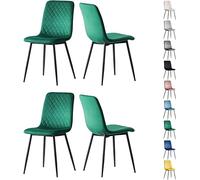 MCC Direct - Lot de 4 chaises de salle à manger en velours avec pieds en métal, couleur vert