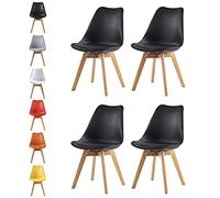 mcc direct Lot de 4 chaises de salle à manger et de bureau - Chaise de salon - Design coque - ÉVA (Noir)