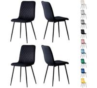 mcc direct Lot de 4 chaises design en velours, pieds en métal, chaises Lexi (noir)