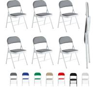 mcc direct Lot de 6 chaises pliantes en similicuir avec cadre en métal et siège rembourré (gris)