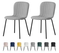mcc direct Set von 2 weichen Stoff Essstühle mit Polstersitz und Metallbeine für Esszimmer - Bella (Hellgrau)