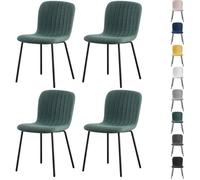 mcc direct Set von 4 weichen Stoff Essstühle mit Polstersitz und Metallbeine für Esszimmer - Bella (Grün)