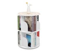 MccoMMon Bibliothèque rotative à 2 niveaux, 8 compartiments, blanche, 40 x | Cette étagère rotative offre un grand espace de rangement sur une petite surface et est idéale pour les livres, les jouets.