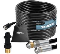McFilter I Kit universel de tuyaux de nettoyage, 30m, 200 bar, sacoche avec adaptateur incluse, buses fixes + rotatives, compatible avec les nettoyeurs haute pression Kärcher K2 K3 K4 K5 K6 K7
