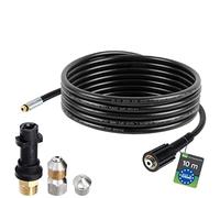 McFilter | Tuyau de nettoyage de tuyaux, 10m, 160-200 bar, adaptateur inclus, buses fixes + rotatives, compatible avec les nettoyeurs haute pression Kärcher K2, K3, K4, K5, K6, K7