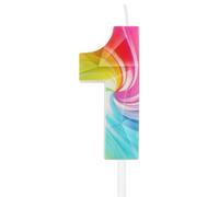 mciskin Bougies arc-en-ciel pour 1er anniversaire de filles et garçons, bougie graffiti numéro 1 pour gâteau, bougie colorée arc-en-ciel pour décorations de fête d'anniversaire, fournitures