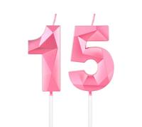 mciskin Bougies de 15e anniversaire en roses pour fille, bougie 3D numéro 15 pour gâteau, décoration de gâteau pour elle, lui, décorations de fête, fournitures de mariage