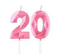 mciskin Bougies de 20e anniversaire en roses pour fille, bougie 3D numéro 20 pour gâteau, décoration de gâteau pour elle, lui, décorations de fête, fournitures de mariage