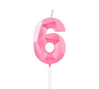 mciskin Bougies de 6e anniversaire en roses pour fille, bougie 3D numéro 6 pour gâteau, décoration de gâteau pour elle, lui, décorations de fête, fournitures de mariage