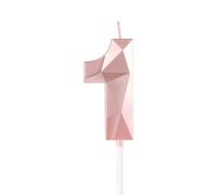 mciskin Bougies en or rose pour 1er anniversaire, décorations de premier anniversaire pour fille, bougie 3D numéro 1 pour gâteau, décoration de gâteau pour elle, lui, décorations de fête, fournitures