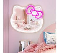MCJSGSP Anime Hello Kit Miroir avec lumière (36 x 30 cm) pour vestiaire, Salon, Chambre de Fille, Miroir Acrylique avec intensité Variable pour Adolescente, Cadeau pour Adolescente, Miroir Mural