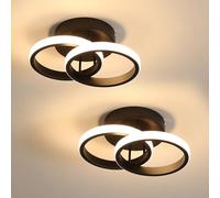 Mckalen 2 Pièces Plafonnier LED en Acrylique, Blanc Chaud 3000K, 25CM Noir