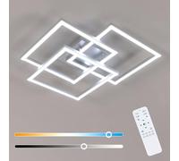 Mckalen 40W Plafonnier LED Dimmable Argenté Design Carré 3000K-6500K,62CM | Lampe de Plafond LED 40W 4500LM, Moderne Luminaire Plafonnier Rectangulaire pour Chambre Salon Cuisine