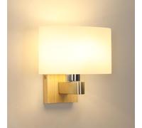 Mckalen Applique Murale Intérieure Bois, E27 Lampe Murale avec Ovale Abat-jour en Verre, Minimaliste E27 Luminaire Murale Intérieure pour Chambre Chambre Couloir Escalier (Ampoule Non Incluse)