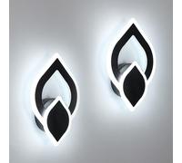 Mckalen Applique Murale Intérieure LED, 2 Pièces 16W 1800LM Lampe Murale Moderne, Luminaire LED Noir en Acrylique pour Salon, Chambre, Couloir, Escalier, Blanc Froid 6500K