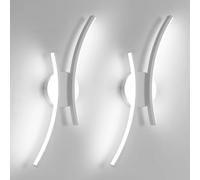 Mckalen Applique Murale Intérieure LED 2 Pièces, 20W 2250LM Lampe Murale Moderne Chambre Blanc, 44.5CM Luminaire Mural en Aluminium pour Salon Cuisine Couloir Escalier, Lumière Froide 6500K
