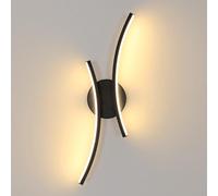 Mckalen Applique Murale Intérieure LED, 20W 2250LM Noir Lampe Murale LED Chambre Créativité, 44.5CM Luminaire Mural Moderne en Aluminium pour Salon Cuisine Couloir Escalier, Blanc Chaud 3000K