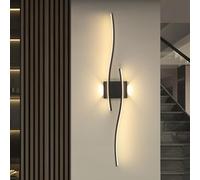 Mckalen Applique Murale Intérieure LED, 89CM LED Longue Lampe Murale Moderne Salon 27W 3037LM, Noir Luminaire Mural Lignes Design pour Chambre Couloir Escalier,Blanc Chaud 3000K