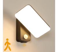 Mckalen Applique Murale LED Exterieur, 16W 1800LM Lampe Murale LED IP65 avec Detecteur de Mouvement, 350°Rotatif, Moderne Éclairage Mural 3000K Blanc Chaud pour Patio Garage Porche Jardin, Noir