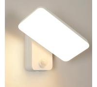 Mckalen Applique Murale LED Exterieur, 16W 1800LM Lampe Murale LED IP65 avec Detecteur de Mouvement, 350°Rotatif, Moderne Éclairage Mural 3000K Blanc Chaud pour Patio Garage Porche Jardin, Blanc