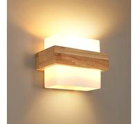 Mckalen E27 Applique Murale Intérieure Bois Carré Lampe Murale en Verre