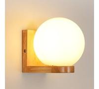 Mckalen E27 Applique Murale Intérieure Bois Cercle Lampe Murale en Verre