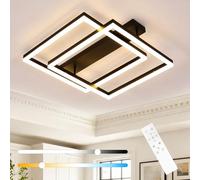 Mckalen Lampe de Plafond Carré Moderne, 42W 4725LM Plafonnier LED Dimmable avec Télécommande, 3000K-6500K, 50CM Luminaire en Acrylique pour Chambre Cuisine Salon Couloir, Noir