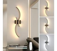 Mckalen LED Applique Murale Intérieure Dimmable, 32W 3600LM LED Applique Murale Dimmable avec Télécommande 3000K-6500K, 80CM Moderne Luminaire Mural Interieur pour Chambre Salon Couloir Escalier, Noir
