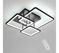 Mckalen LED Plafonnier Carré Moderne, 39W 4387LM Lampe de plafond Dimmable avec Télécommande, 3000K-6500K, 52.5CM Luminaire LED Plafond en Acrylique pour Chambre Cuisine Salon Couloir, Noir