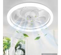 Mckalen LED Ventilateur Plafond 50CM, 36W Silencieux Plafonnier Ventilateur et Télécommande Dimmable, 6 Vitesses, Moderne Ventilateurs de Plafond LED avec Lampe Intégrée pour Chambre, Salon, Blanc