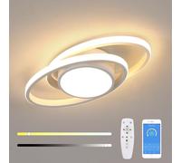 Mckalen Plafonnier LED Dimmable, 39W 4387LM Blanc Lampe de Plafond Moderne LED avec Télécommande/APP, Rond Luminaire Plafonnier Salon 3000K-6500K pour Chambre, Salle à Manger, Étude, 38.5CM