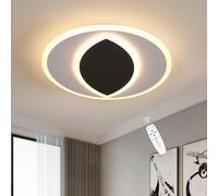 Mckalen Plafonnier LED Rond Moderne, 27W 3037LM Lampe de plafond Dimmable avec Télécommande, 3000K-6500K, Luminaire LED Plafond en Acrylique pour Cuisine Salon Chambre Couloir, Noir+Blanc