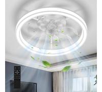 Mckalen Ventilateur Plafond LED 48CM, 36W Silencieux avec Lampe Intégrée et Télécommande Dimmable, 6 Vitesses, Moderne pour Chambre, Salon, Blanc
