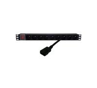 MCL 9A/RE-9/C14 : Bloc d'Alimentation Rackable 19" - 9 Prises 2P+T - 250V 16A - Cordon 1.8m avec Connecteur C14 - Interrupteur ON/OFF