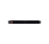 MCL Bloc d'Alimentation Rackable 19" 9 Prises 250V 16A, Interrupteur ON/OFF, Câble 1.8m, 3 x 1.5 mm², Référence 9A/RE-9