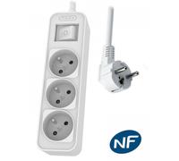 Philips - Rallonge multiprise avec interrupteur, 3 prises - 1,5m - Blanc