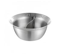 MCMUZKZS Double Compartiment Acier 201 Divisée Séparément Pratique Manipulation Facile Corps Rond pour Préparation Plats Restaurant Dîner Groupe, 32CM, Silver Divided