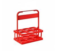 MCMUZKZS Porte-bière Portable Porte-Bouteille Rack Pliable Plastique Poignée Solide Fonction Rangement Adaptée pour Sortie Barbecue Animation, Rouge, Rouge, Grand 500 ML Environ