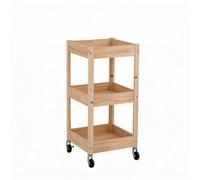 MCMUZKZS Rangement pour Enfant en Bois Massif Tabltes Multiples Freins Sécurité pour Livres Fournitures Créatives Adapté Chambre Enfant Lecture Bureau, 3 Étagères