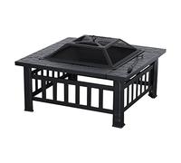 MCombo brasero avec Grille et Pare-étincelles, Panier à feu avec crocher, Foyer pour Jardin, terrasse et Balcon 81x81x44,5 cm, 0039