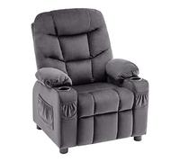 MCombo Kids 7355 Fauteuil pour Enfant et Adolescent avec Fonction inclinable Velours Gris foncé