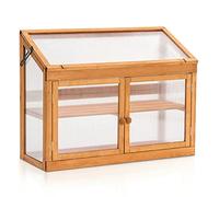 MCombo Serre adossée à 2 niveaux avec hauteur réglable pour la culture de plantes, armoire en bois et polycarbonate