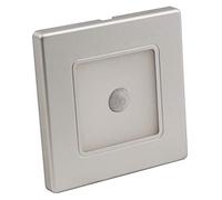 McShine LWE-86SB Spot mural LED encastrable | 2 W, 150 lm, 3000 K blanc chaud | avec détecteur de mouvement, capteur jour/nuit, cadre argenté, 85 mm | IP20