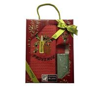 MCTISSUS Coffret Torchon Rouge Brodé Huile d'olive Coton Nid d'abeille et Savon et Sachet de Lavande Rectangulaire 50 cm x 70 cm
