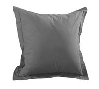 MCTISSUS Taie d'oreiller Alicia Gris Anthracite 65 cm x 65 cm Volant Plat Coton