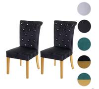 2x Chaise De Salle À Manger Hwc-D22, Chaise De Cuisine, Velours Clouté Noir, Pieds Couleur Or