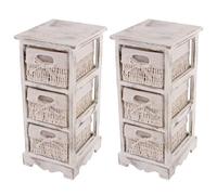 MCW 2x commodes à étagères 3 paniers 25x28x58cm shabby vintage blanc