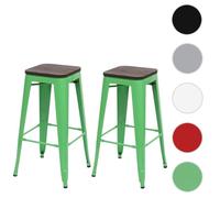 Mendler 2X Tabouret de Bar HWC-A73 empilable Vert
