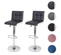 Mendler Tabouret de bar HWC-G87 - Lot de 2, réglable, similicuir noir/blanc, pied chromé
